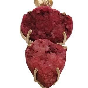 Double Pink Druzy Pendant with Sterling Silver Setting